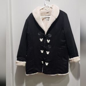 Disney's Mickey Mouse black faux suede and and faux fur lined coat size medium.